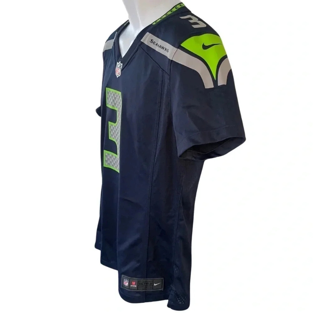 Seattle Seahawks Russell Wilson #3 NFL Nike Navy On Field Game Player Jersey - Picture 7 of 10